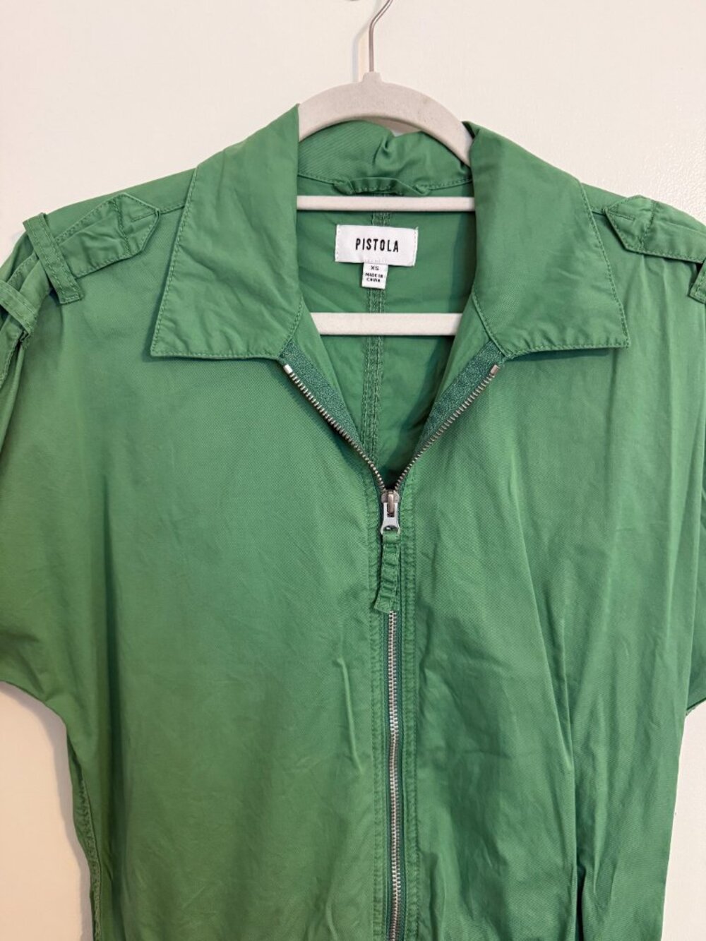 Pistola Meg Shorts Romper Zip Front With Stretch Green XS - Picture 7 of 9